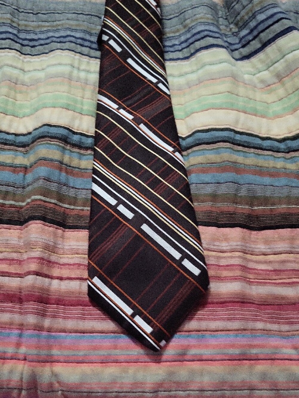 JOHNNY CARSON  Brown Striped Men's Tie